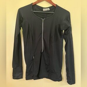 Athleta Black Zip-Front Long Sleeve Top Size M